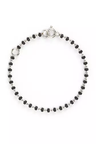 Rhodium-plated black beads nazariya bracelet
