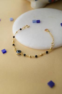 Gold-plated evil eye black beads nazariya bracelet 2
