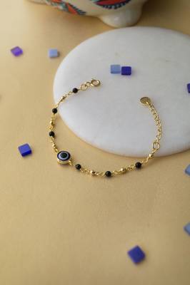 Gold-plated evil eye black beads nazariya bracelet 3