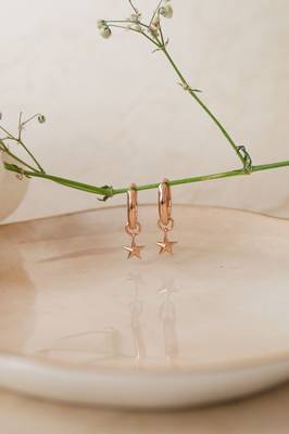 Rose gold-plated star twinkle hoop earring 1