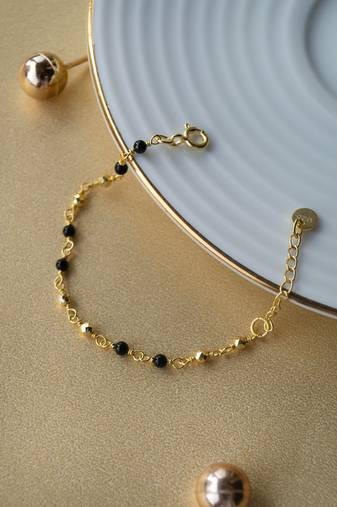 Gold-plated black beads nazariya bracelet