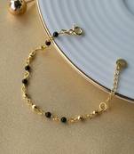 Gold-plated black beads nazariya bracelet