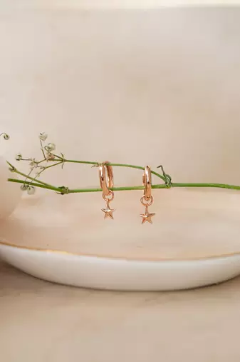 Rose gold-plated star twinkle hoop earring