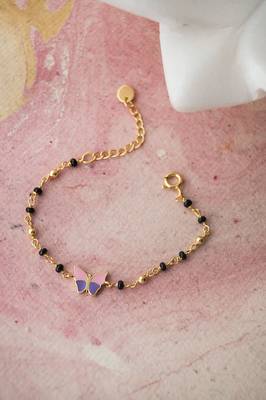 Gold-plated butter fly black beads nazariya bracelet 1