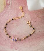 Gold-plated butter fly black beads nazariya bracelet