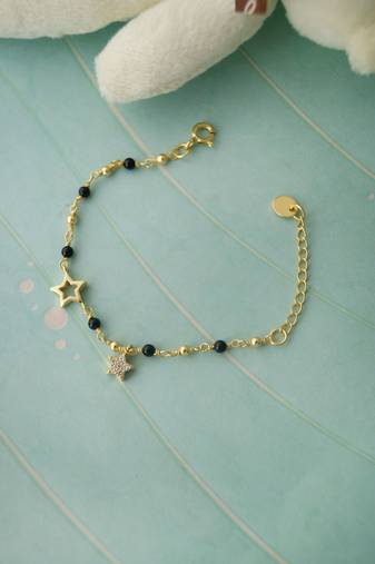Gold-plated star play charm cubic zirconia nazariya bracelet