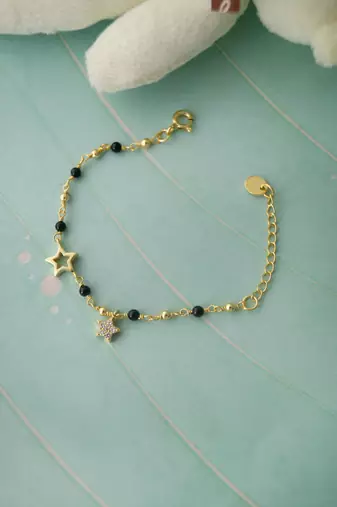 Gold-plated star play charm cubic zirconia nazariya bracelet