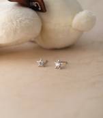 Rhodium-plated star twinkle stud cubic zirconia earring