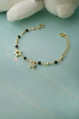 Gold-plated star play charm cubic zirconia nazariya bracelet