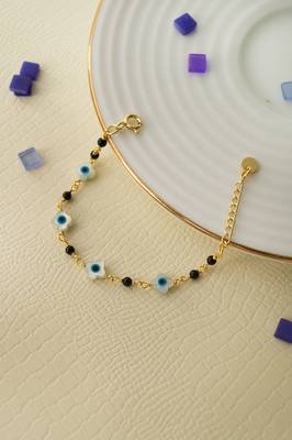 Gold-plated evil eye black beads nazariya bracelet 1