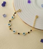 Gold-plated evil eye black beads nazariya bracelet