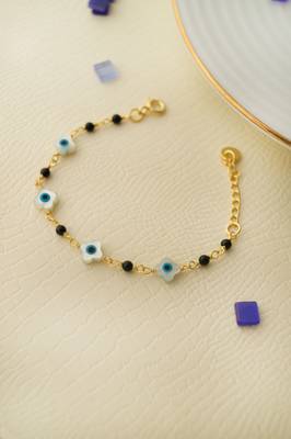 Gold-plated evil eye black beads nazariya bracelet 2