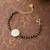 Gold-plated om black beads nazariya bracelet