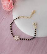 Gold-plated flower black beads nazariya bracelet