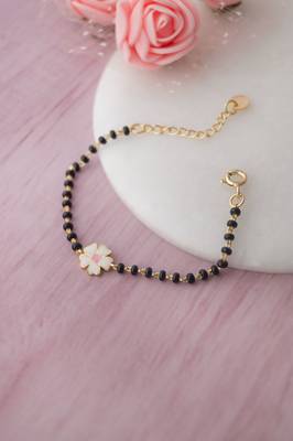 Gold-plated flower black beads nazariya bracelet 3