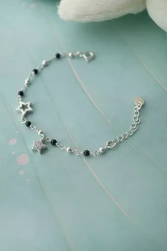 Rhodium-plated star cubic zirconia nazariya bracelet
