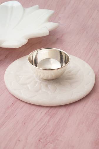 Rhodium-plated plain silver bowl