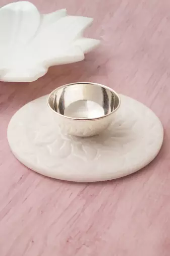 Rhodium-plated plain silver bowl