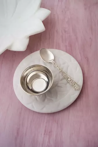 Rhodium-plated spoon & bowl combo