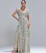 Green printed georgette kurta set