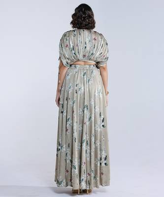 Green printed georgette co ord set 2