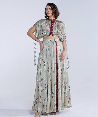 Green printed georgette co ord set 3