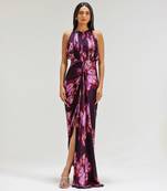 Pink printed georgette gown