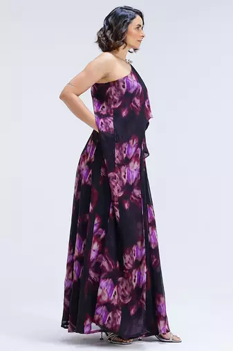Multicolor printed organza co ord set