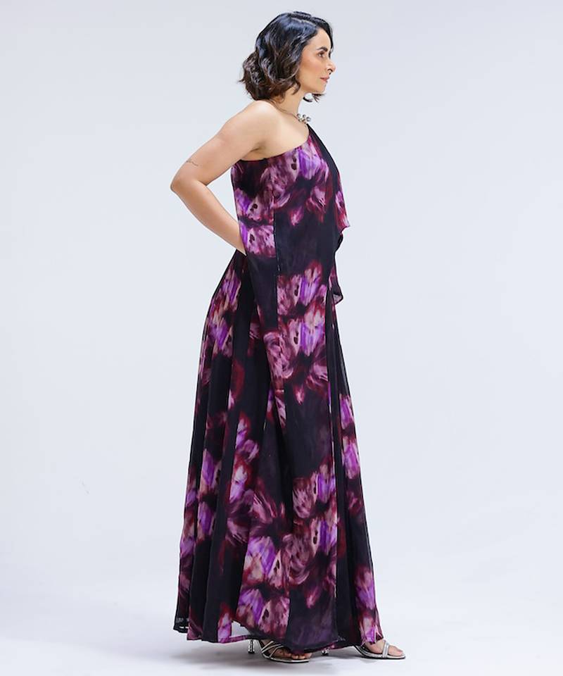 Multicolor printed organza co ord set