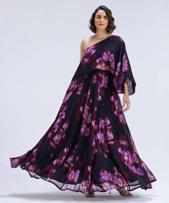 Multicolor printed organza co ord set 1