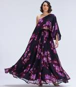 Multicolor printed organza co ord set