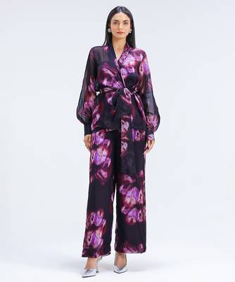 Multicolor printed organza co ord set 1