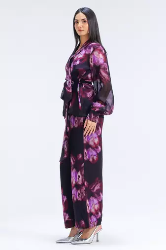 Multicolor printed organza co ord set