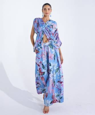 Blue printed georgette co ord set 1