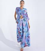 Blue printed georgette co ord set