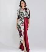 Multicolor printed georgette gown