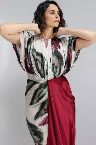 Multicolor printed georgette gown