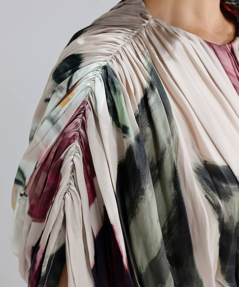 Multicolor printed georgette gown