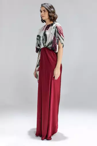 Multicolor printed georgette gown