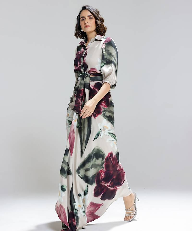 Multicolor printed georgette co ord set