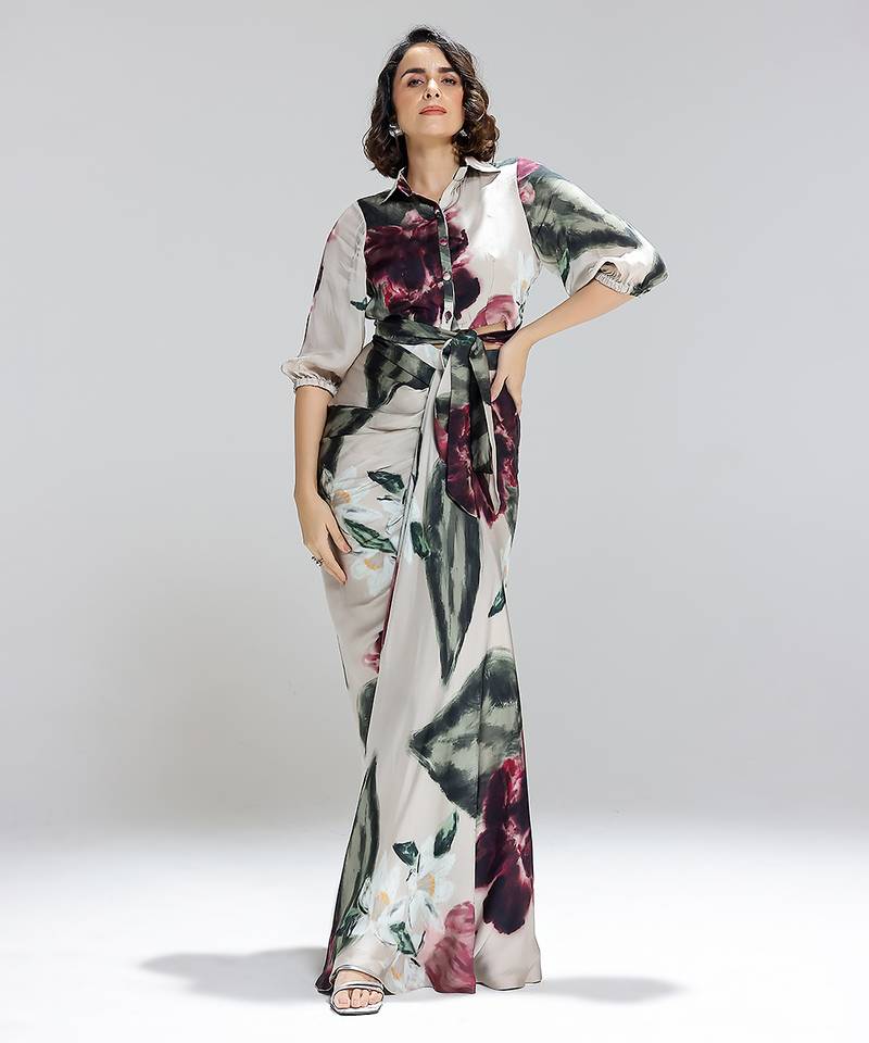 Multicolor printed georgette co ord set