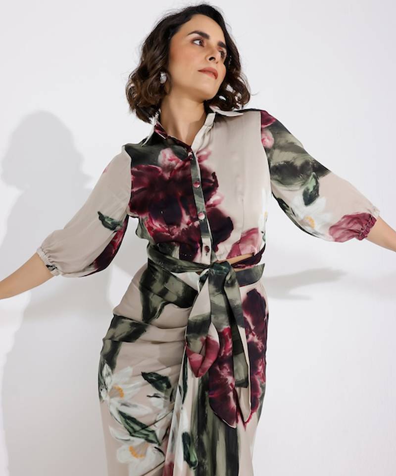 Multicolor printed georgette co ord set