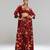 Red printed organza co ord set with cape