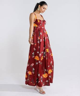 Red printed cotton dress 2