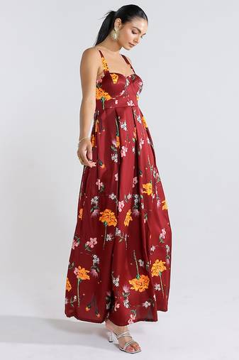 Red printed cotton dress