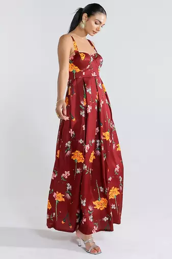 Red printed cotton dress