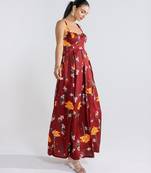 Red printed cotton dress