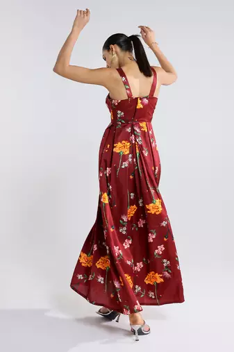 Red printed cotton dress