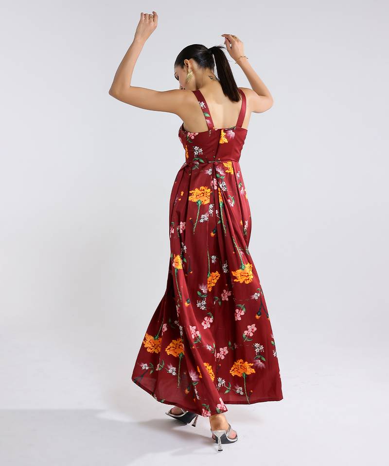 Red printed cotton dress