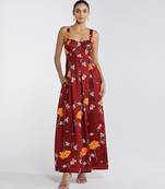 Red printed cotton dress